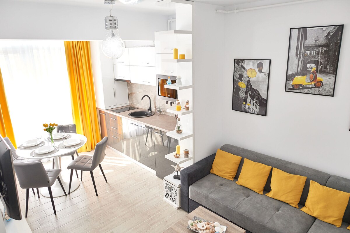Aba Luxury Studio Spa n Pool Beach resort — Studio — vacation rental at Alezzi Beach Resort, Mamaia Nord, Constanța, Romania — main property photo | Aqua Vista Rentals