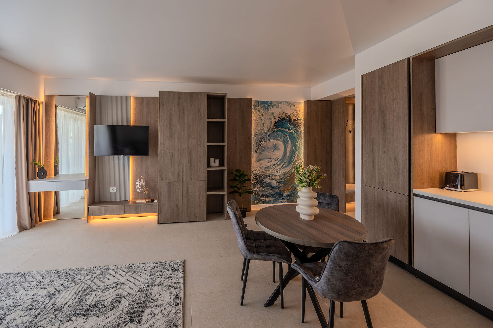 AC-414-Dawn Collection (90 SQM 1BD Front Sea View) — Apartament — închiriere de vacanță cu vedere la mare în Aqua Cullinan Resort & SPA, Mamaia Nord, Constanța, România — fotografia 5 a proprietății | Aqua Vista Rentals