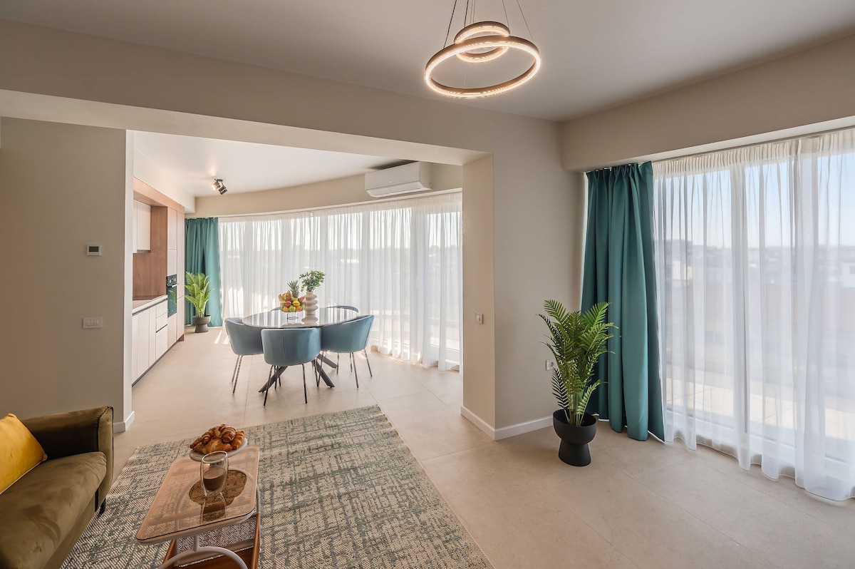 AC-805-Corniche Collection (151 SQM 2BD Corner View) — Apartament — închiriere de vacanță cu vedere la oraș în Aqua Cullinan Resort & SPA, Mamaia Nord, Constanța, România — fotografia 4 a proprietății | Aqua Vista Rentals