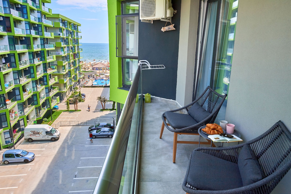 Black Sea Estate apartment Spa n Pool Beach Resort — Apartment — sea-view vacation rental at Alezzi Beach Resort, Mamaia Nord, Constanța, Romania — main property photo | Aqua Vista Rentals