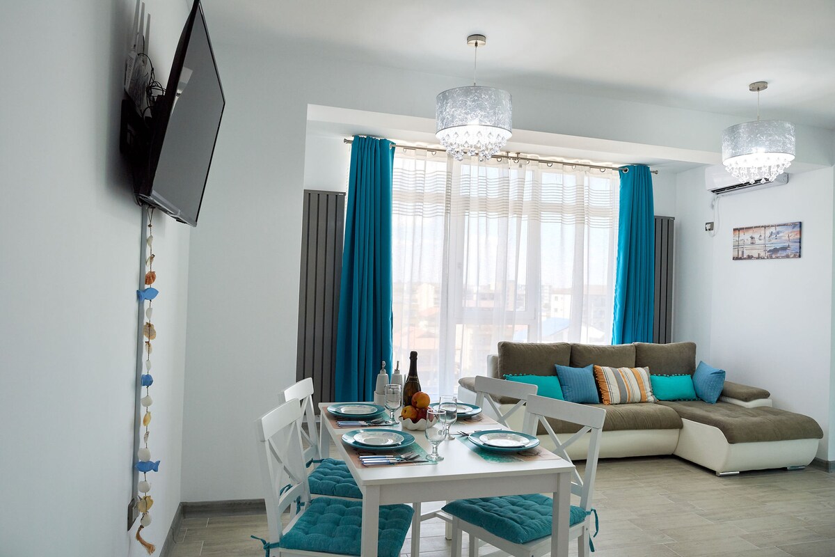Joy Apartment Spa n Pool beach Resort — Apartament — închiriere de vacanță cu vedere la mare în Alezzi Beach Resort, Mamaia Nord, Constanța, România — fotografia 4 a proprietății | Aqua Vista Rentals