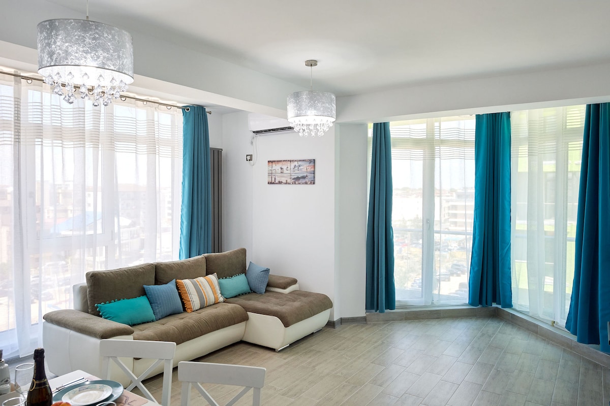 Joy Apartment Spa n Pool beach Resort — Apartament — închiriere de vacanță cu vedere la mare în Alezzi Beach Resort, Mamaia Nord, Constanța, România — fotografia 5 a proprietății | Aqua Vista Rentals