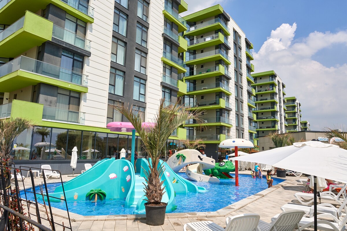 SeaLand Apartment - Spa n Pools beach Resort — Apartament — închiriere de vacanță cu vedere la mare în Alezzi Beach Resort, Mamaia Nord, Constanța, România — fotografia 5 a proprietății | Aqua Vista Rentals