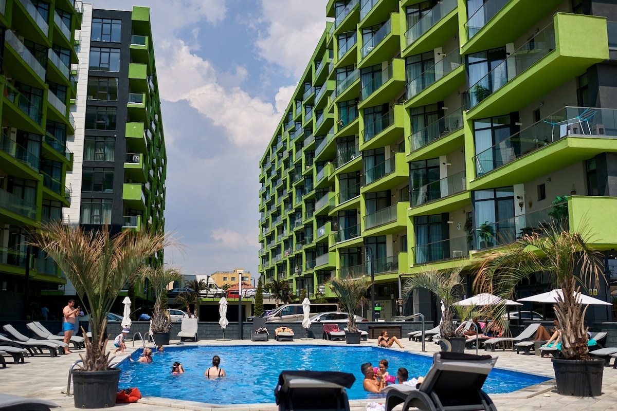 Evelyn's Apartment Spa&Pool Beach Resort — Apartment — vacation rental at Alezzi Beach Resort, Mamaia Nord, Constanța, Romania — main property photo | Aqua Vista Rentals